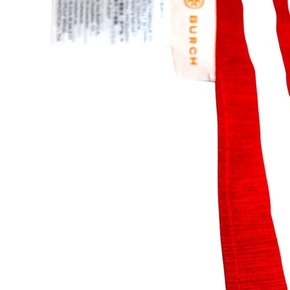 Tory Burch "Destination" Oversized Square Scarf Silk & Linen Ivory Red - Picture 6 of 6